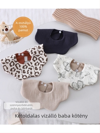 Kétoldalas bébi nyálkendő, 100% pamut, nedvszívó, uniszex, 0–3 éveseknek