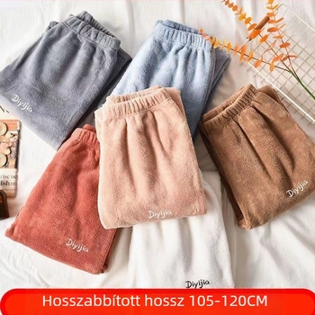Korall plüss pizsama nadrág télre, béléses és vastag, laza szabás, 120 cm hosszú, uniszex