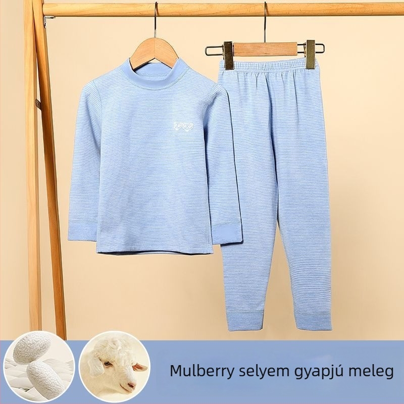 Középmagasságú galléros gyerek termikus felső- és alsóruha készlet fiúknak és lányoknak