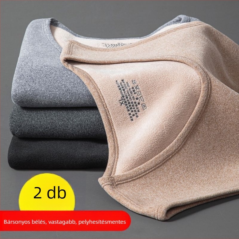 Férfi vastag fleece termo mellény belső viseletre, csíkos korduró anyagú, ujj nélküli, laza szabás