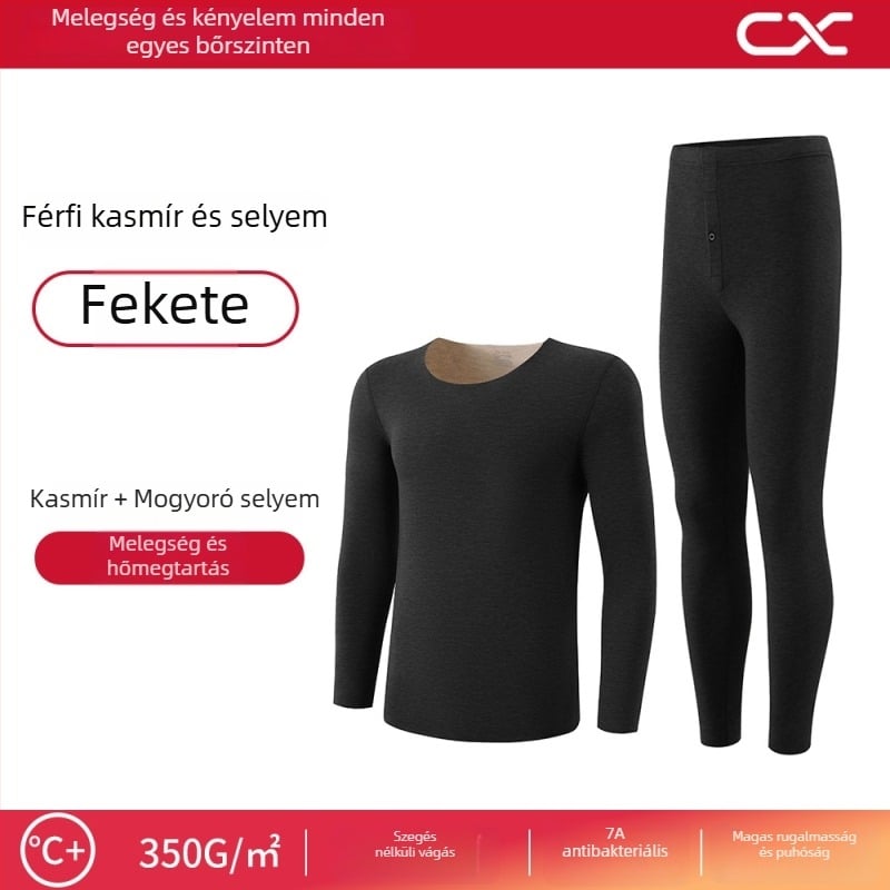 Kasmír és selyem melegítő alöltözet nőknek, hosszú ujjú felső, hosszú nadrág, extrán vastag