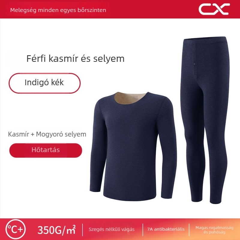 Kasmír és selyem melegítő alöltözet nőknek, hosszú ujjú felső, hosszú nadrág, extrán vastag