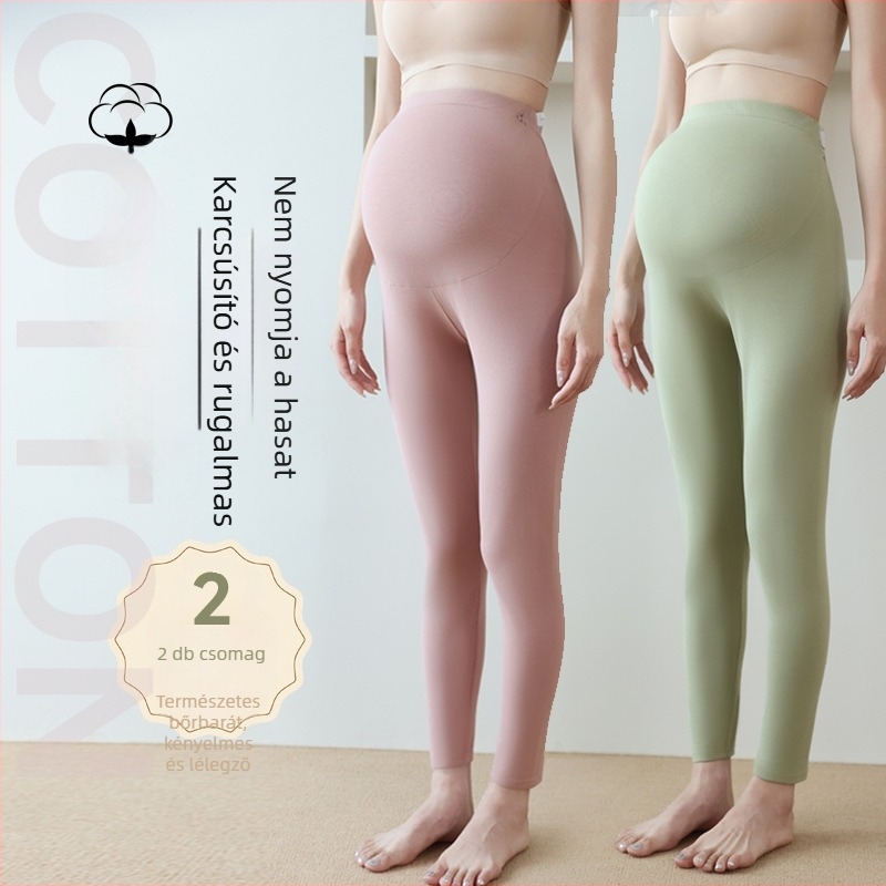 Terhes nőknek szóló pamut termosz nadrág, 90–95% pamut, has alátámasztás, közepes vastagság, ősz-tél 2025, szoros szabás