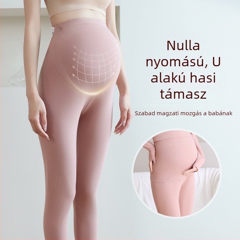 Terhes nőknek szóló pamut termosz nadrág, 90–95% pamut, has alátámasztás, közepes vastagság, ősz-tél 2025, szoros szabás