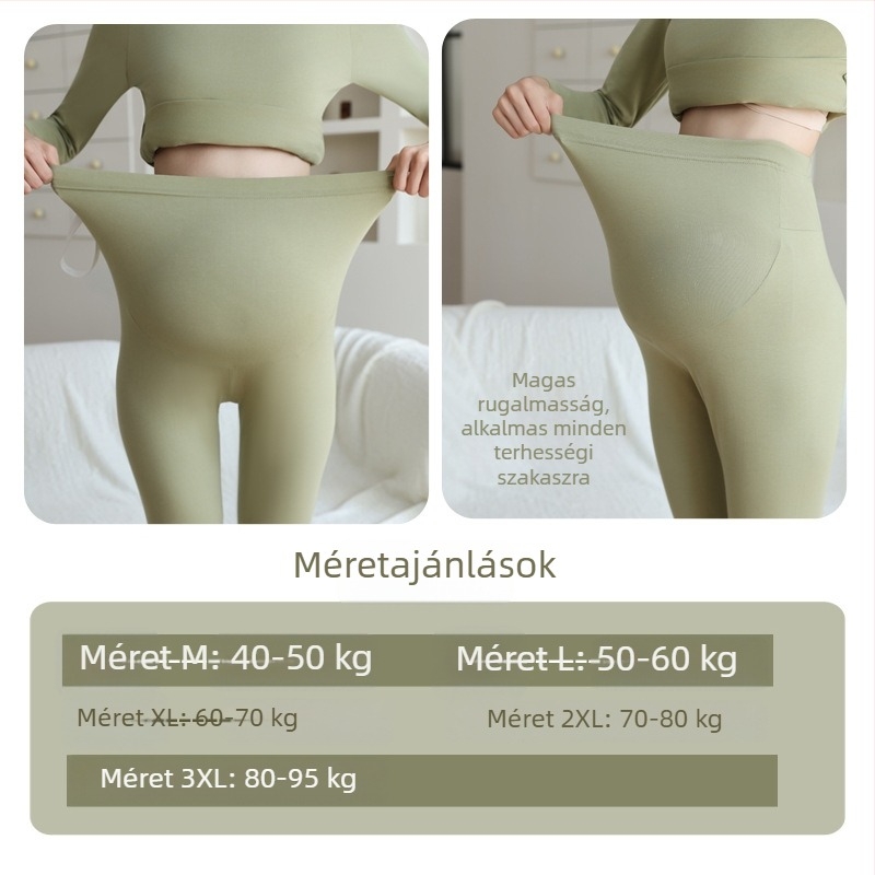 Terhes nőknek szóló pamut termosz nadrág, 90–95% pamut, has alátámasztás, közepes vastagság, ősz-tél 2025, szoros szabás