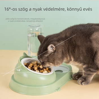 Macska dupla tál automata itatással – műanyag, CUUKIEE