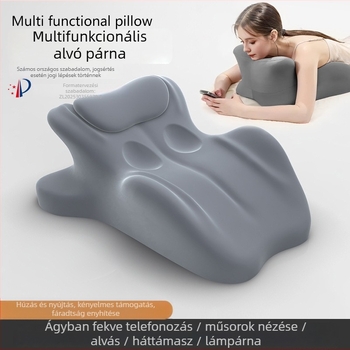 Pillangó alakú memóriahabos párna hasra fekvéshez, textil huzat, egyszínű, varrt kialakítás