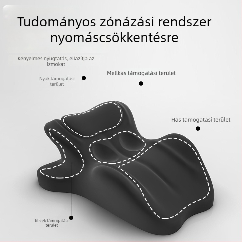 Pillangó alakú memóriahabos párna hasra fekvéshez, textil huzat, egyszínű, varrt kialakítás