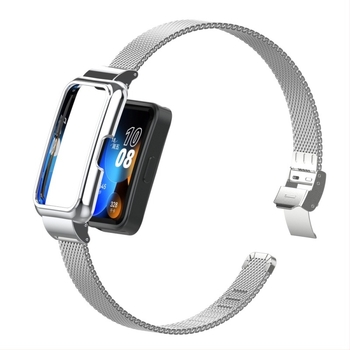 Huawei Band 9/10-hez rozsdamentes acél Milánói csattal és gyorskioldó szíj