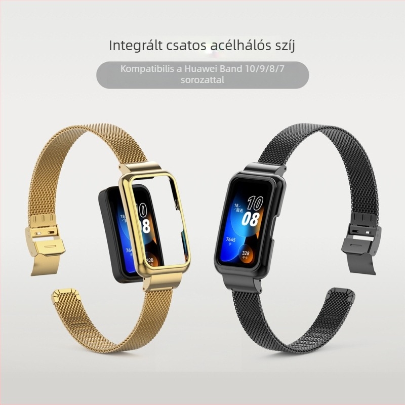 Huawei Band 9/10-hez rozsdamentes acél Milánói csattal és gyorskioldó szíj