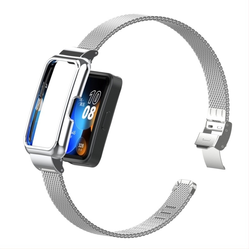 Huawei Band 9/10-hez rozsdamentes acél Milánói csattal és gyorskioldó szíj
