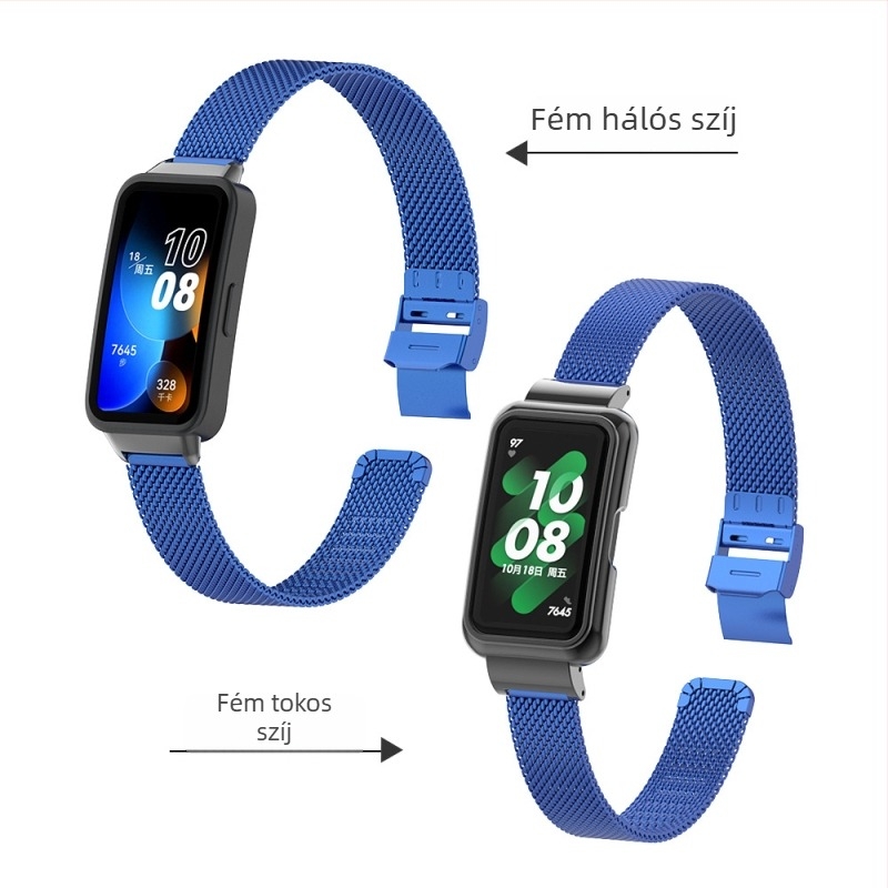 Huawei Band 9/10-hez rozsdamentes acél Milánói csattal és gyorskioldó szíj