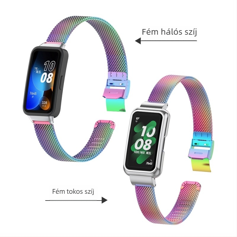 Huawei Band 9/10-hez rozsdamentes acél Milánói csattal és gyorskioldó szíj