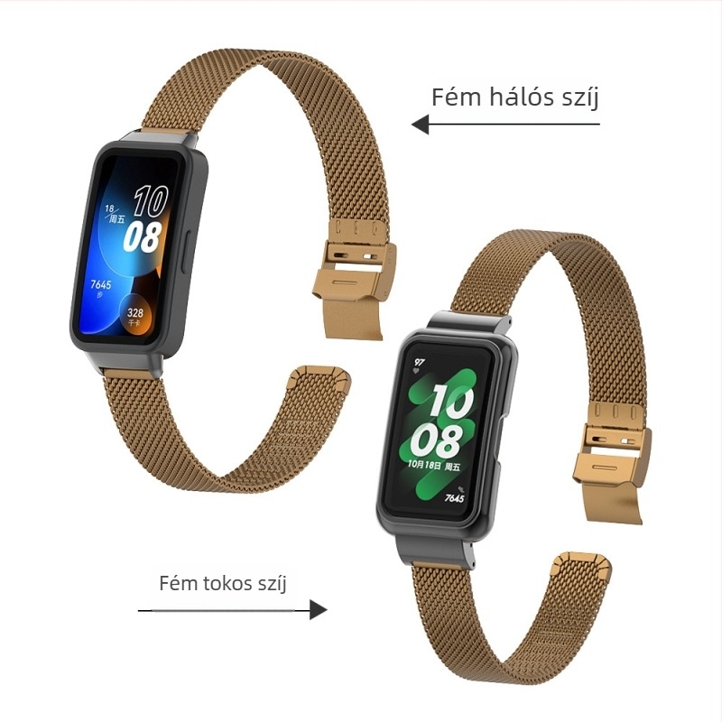 Huawei Band 9/10-hez rozsdamentes acél Milánói csattal és gyorskioldó szíj