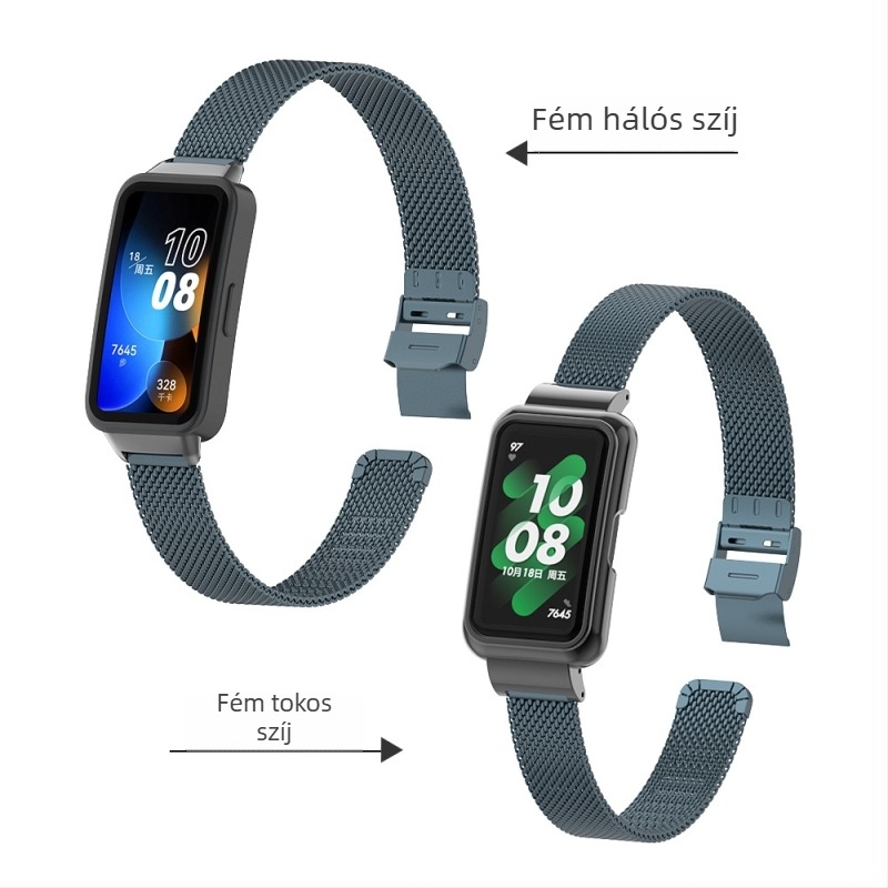 Huawei Band 9/10-hez rozsdamentes acél Milánói csattal és gyorskioldó szíj