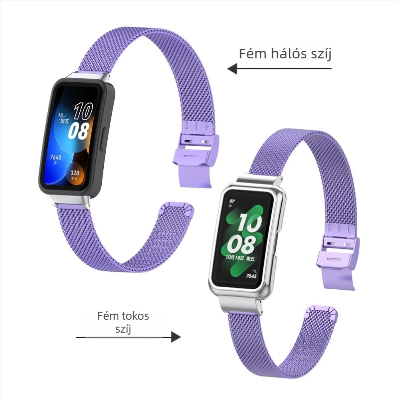 Huawei Band 9/10-hez rozsdamentes acél Milánói csattal és gyorskioldó szíj