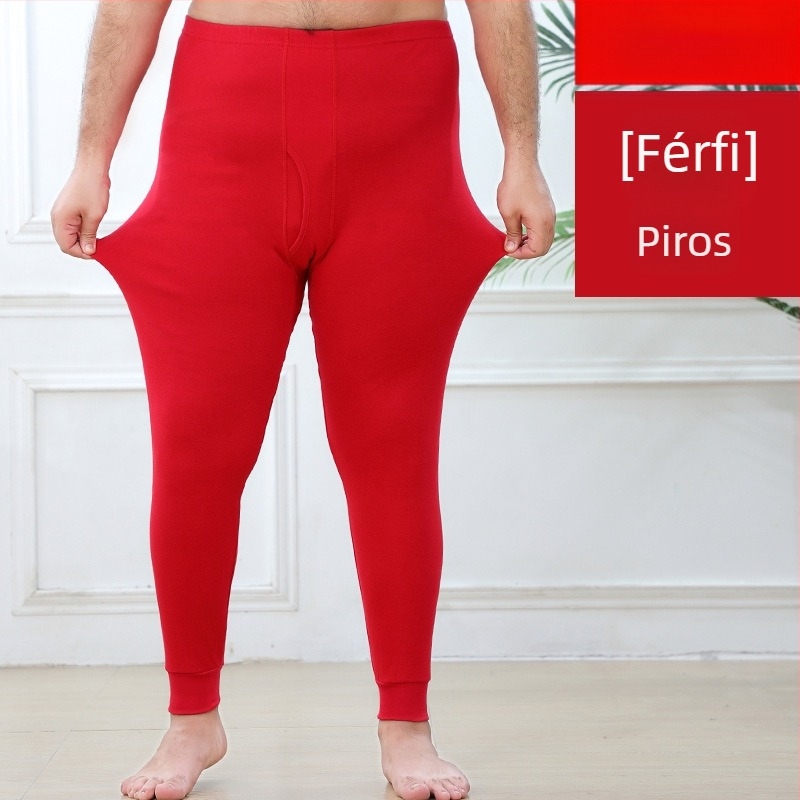 Uniszex hosszú termikus alsó 100% pamutból, méret XL, piros, meleg őszre
