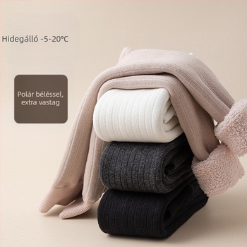 Lányoknak készült vastag téli pamut leggings fleece belső béléses, 3–8 éveseknek
