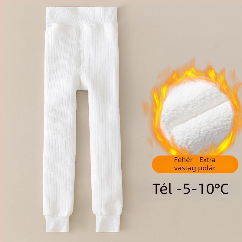 Lányoknak készült vastag téli pamut leggings fleece belső béléses, 3–8 éveseknek