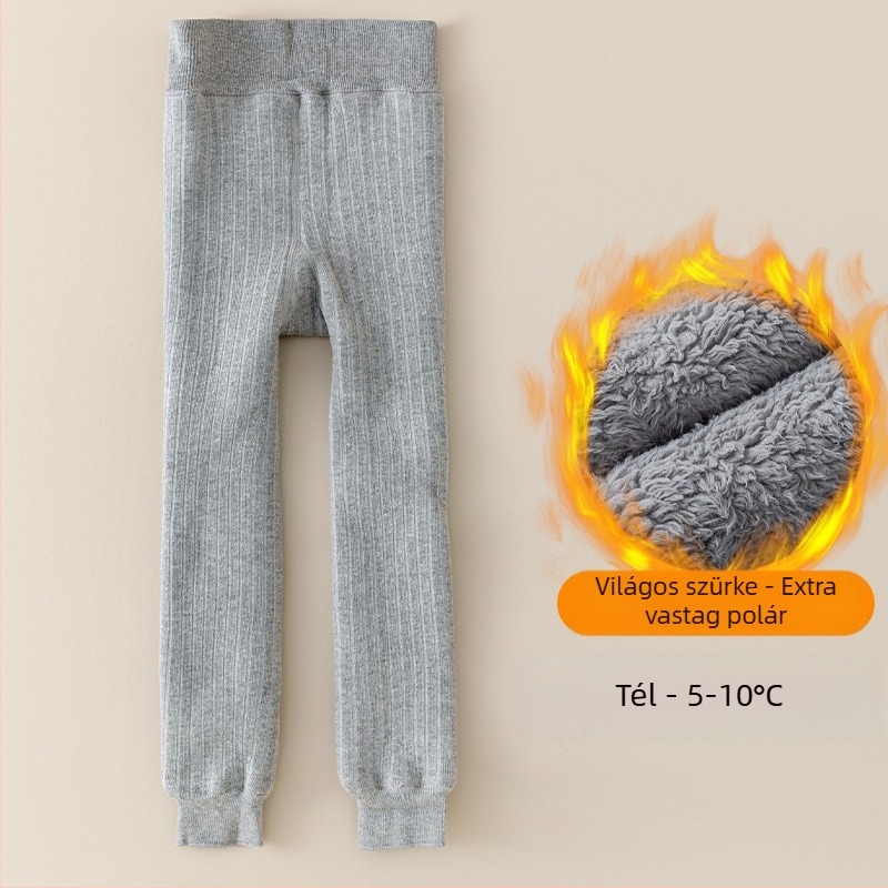 Lányoknak készült vastag téli pamut leggings fleece belső béléses, 3–8 éveseknek