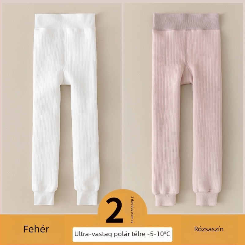 Lányoknak készült vastag téli pamut leggings fleece belső béléses, 3–8 éveseknek
