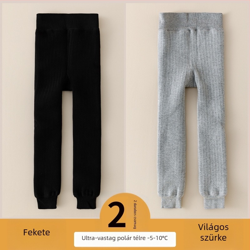 Lányoknak készült vastag téli pamut leggings fleece belső béléses, 3–8 éveseknek