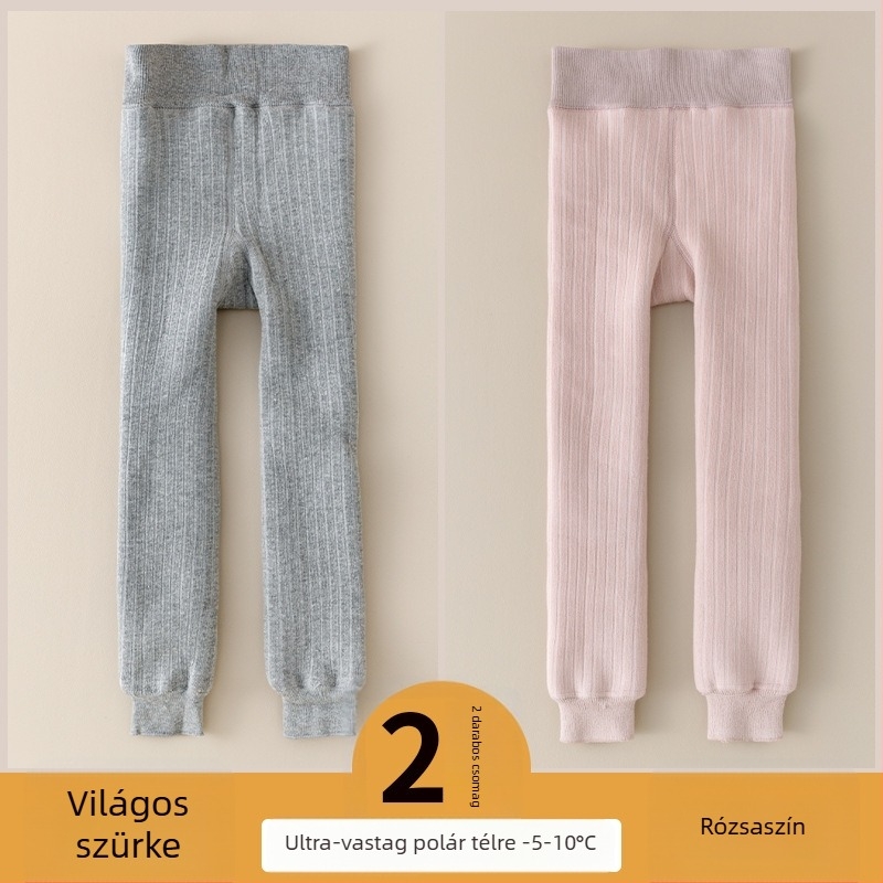 Lányoknak készült vastag téli pamut leggings fleece belső béléses, 3–8 éveseknek