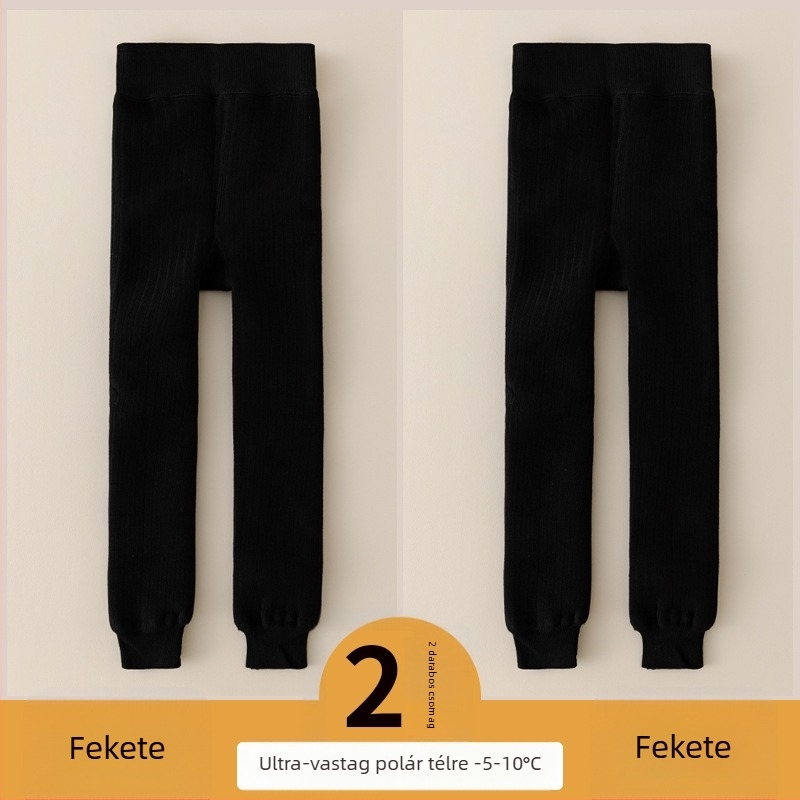 Lányoknak készült vastag téli pamut leggings fleece belső béléses, 3–8 éveseknek