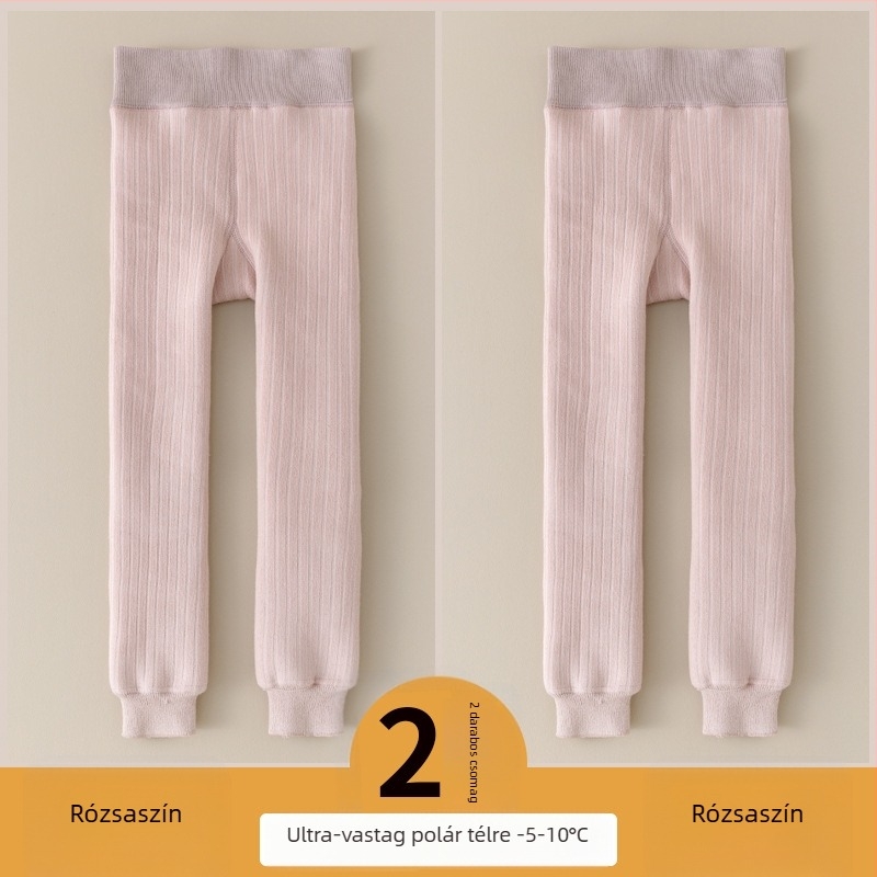 Lányoknak készült vastag téli pamut leggings fleece belső béléses, 3–8 éveseknek