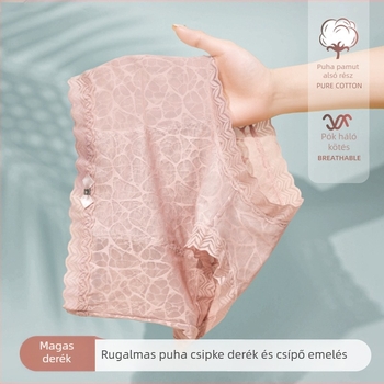 Női magas derekú hasformáló alsó, csipessel, 100% pamut, nagy rugalmasság, sexy és aranyos, új modell