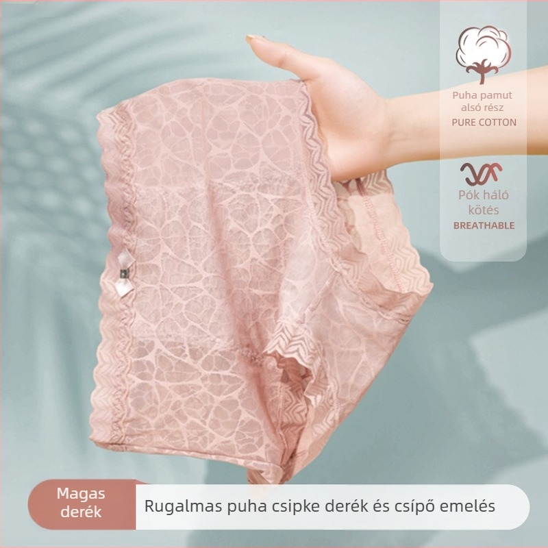 Női magas derekú hasformáló alsó, csipessel, 100% pamut, nagy rugalmasság, sexy és aranyos, új modell