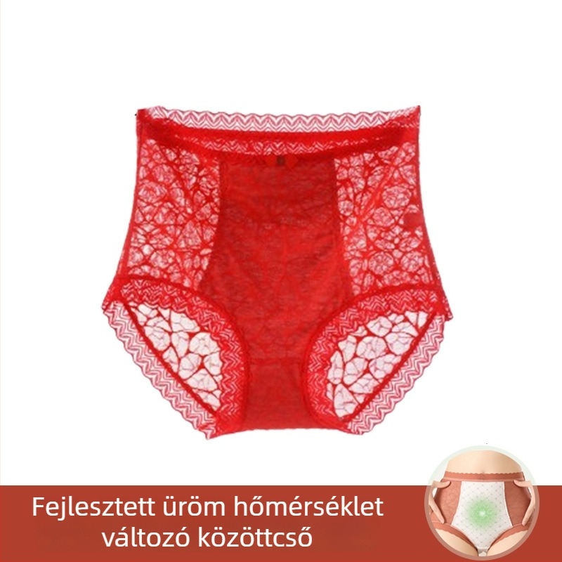 Női magas derekú hasformáló alsó, csipessel, 100% pamut, nagy rugalmasság, sexy és aranyos, új modell