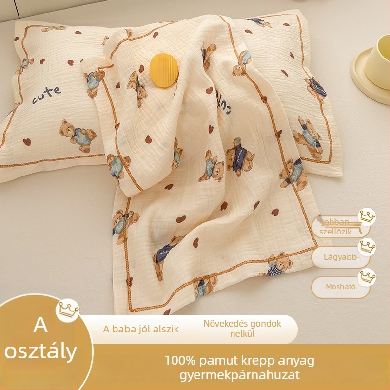 Gyerekeknek szóló párnahuzat 100% pamutból, dupla rétegű fonal, rajzfilm mintával, 30×50 cm.