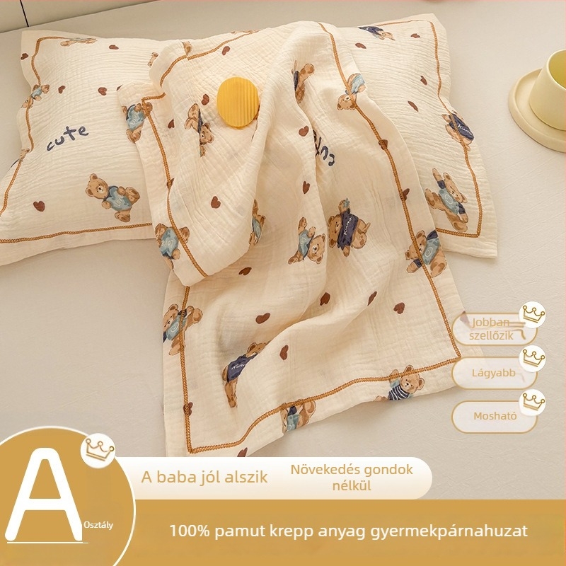 Gyerekeknek szóló párnahuzat 100% pamutból, dupla rétegű fonal, rajzfilm mintával, 30×50 cm.