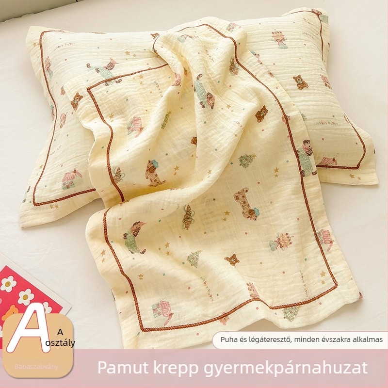 Gyerekeknek szóló párnahuzat 100% pamutból, dupla rétegű fonal, rajzfilm mintával, 30×50 cm.