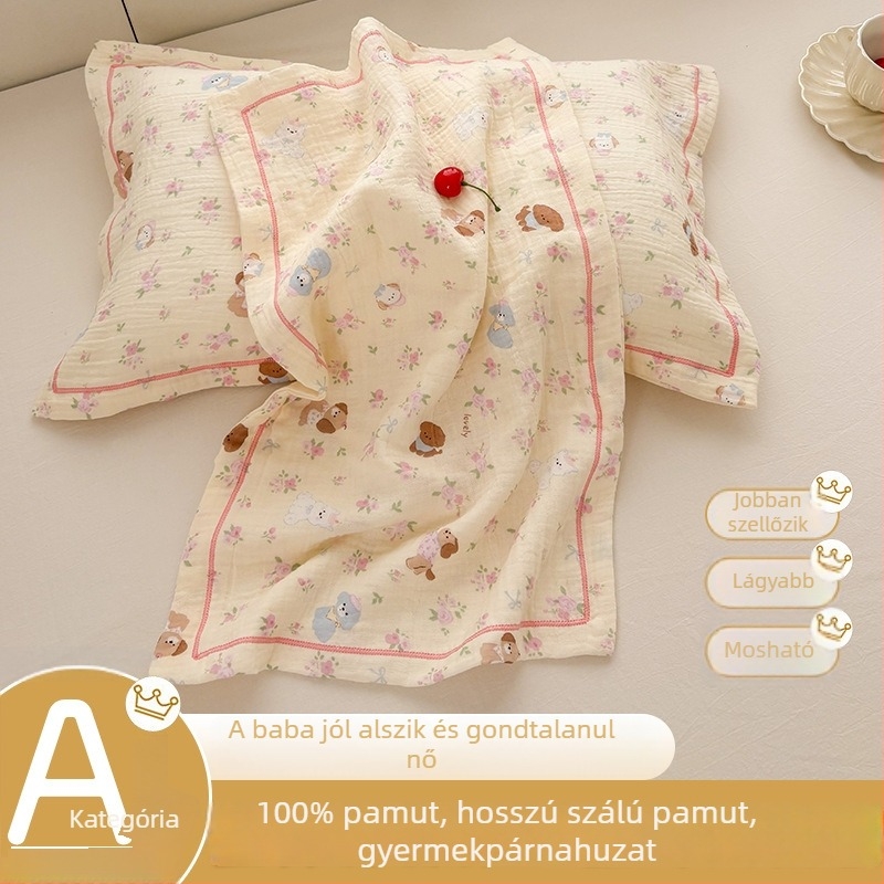Gyerekeknek szóló párnahuzat 100% pamutból, dupla rétegű fonal, rajzfilm mintával, 30×50 cm.