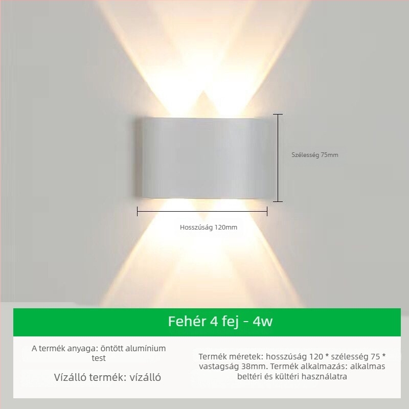 Kültéri falikar LED-del, alumínium árnyékoló és alumínium burkolat, feszültség ≤36V
