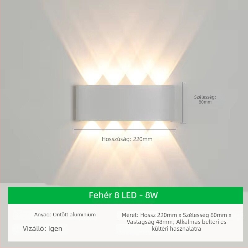 Kültéri falikar LED-del, alumínium árnyékoló és alumínium burkolat, feszültség ≤36V