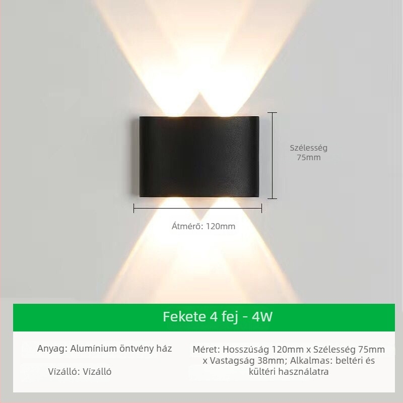 Kültéri falikar LED-del, alumínium árnyékoló és alumínium burkolat, feszültség ≤36V