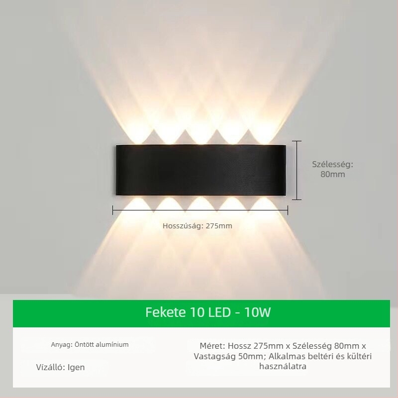 Kültéri falikar LED-del, alumínium árnyékoló és alumínium burkolat, feszültség ≤36V