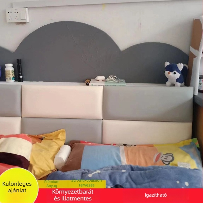 Gyermekek védő puha falipárna öntapadós tatami hátfalhoz — PVC anyag, rajzfilmszerű stílus, egyszínű minta, testreszabható, alkalmas nappalira, hálószobára, külső terekre és éttermekbe