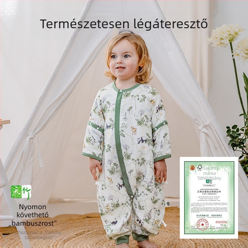 Baba hálózsák tavasz-nyár, bambusz-pamut géz anyag, külön lábakkal, mind a négy évszakhoz