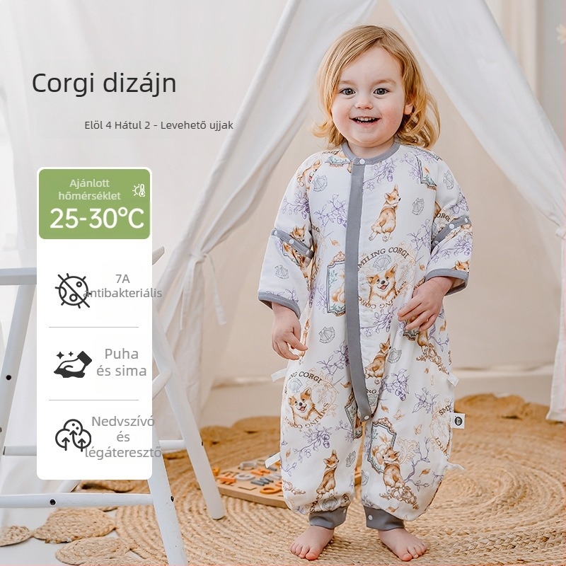 Baba hálózsák tavasz-nyár, bambusz-pamut géz anyag, külön lábakkal, mind a négy évszakhoz