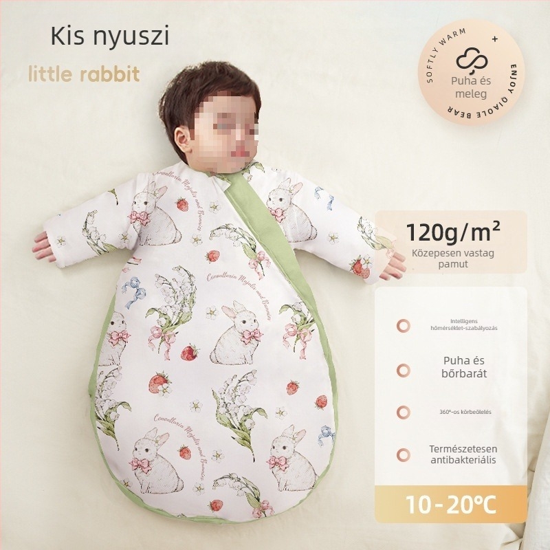 Őszi–téli vastag babaszák, újszülötteknek és gyerekeknek, hőmérséklet-szabályozó, univerzális, kasmírtöltet, külső 100% pamut