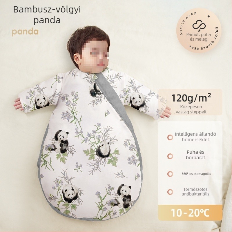 Őszi–téli vastag babaszák, újszülötteknek és gyerekeknek, hőmérséklet-szabályozó, univerzális, kasmírtöltet, külső 100% pamut