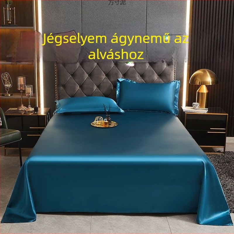 Kifinomult nyári ice-silk lepedő és ice-silk matracmat egy- vagy kétszemélyes ágyhoz, mosható