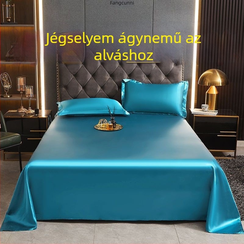Kifinomult nyári ice-silk lepedő és ice-silk matracmat egy- vagy kétszemélyes ágyhoz, mosható