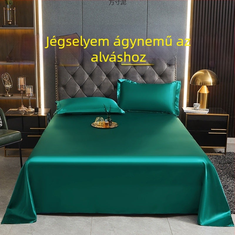 Kifinomult nyári ice-silk lepedő és ice-silk matracmat egy- vagy kétszemélyes ágyhoz, mosható