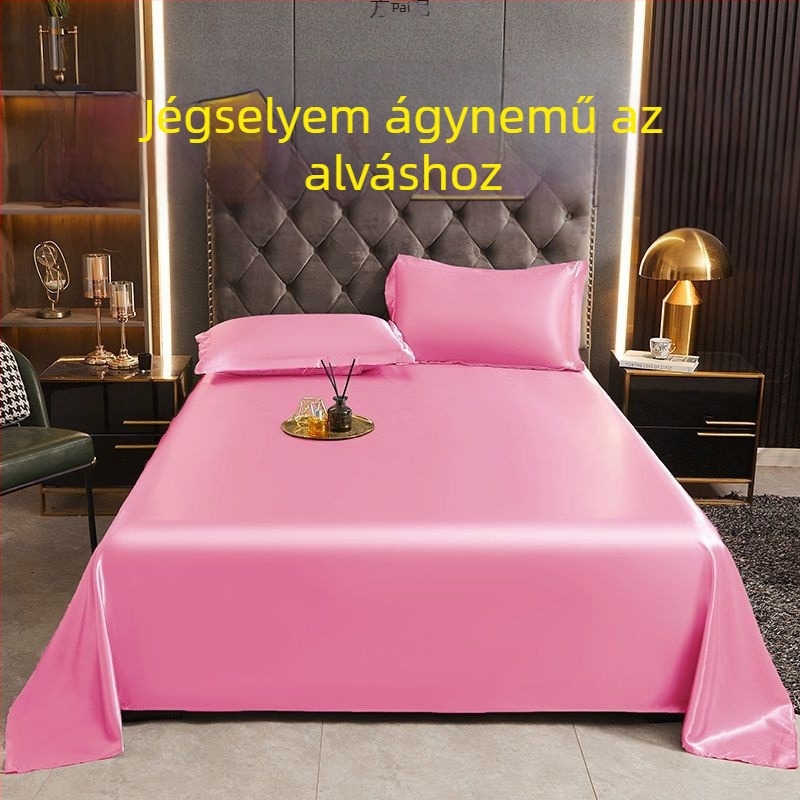 Kifinomult nyári ice-silk lepedő és ice-silk matracmat egy- vagy kétszemélyes ágyhoz, mosható