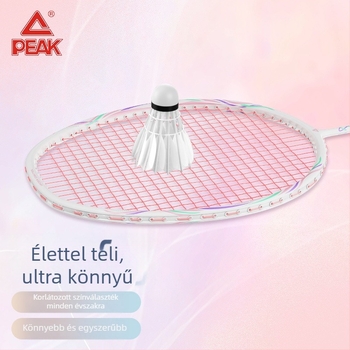 Badminton ütő karbonszálas vázzal (tömeg 85-89 g; markolat G5; közvetlen ütés; tengely keménysége mérsékelt)